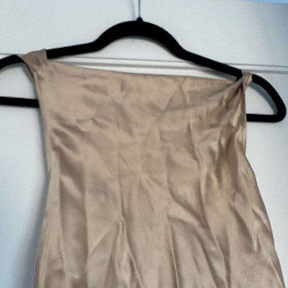 NWT Reformation Casette Silk Maxi Dress in Sand Tan Sz 4 Criss-cross Back Ruched - Picture 4 of 14